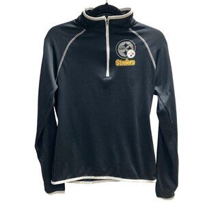 NFL Team Apparel Women's Jersey, Size Medium,‎ Black Pittsburgh Steelers 1/4 Zip
